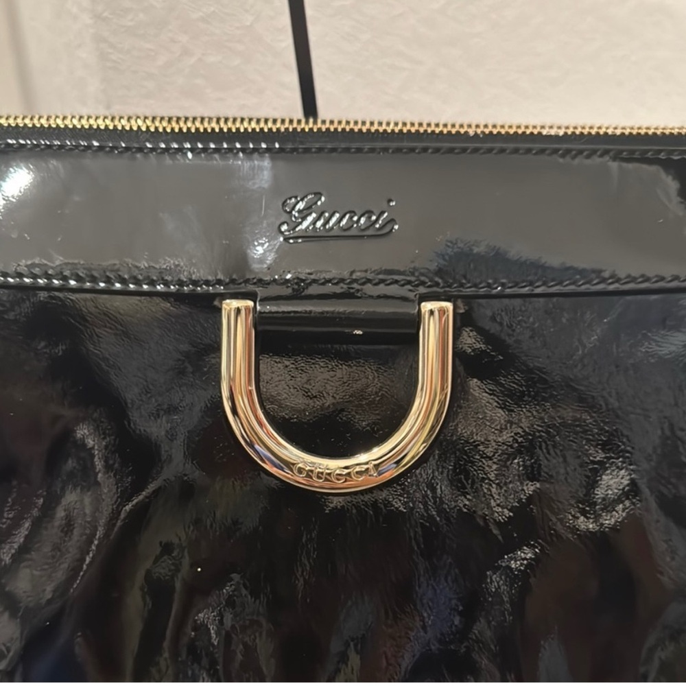 GUCCI "The Abbey" Black Patent Leather Large Abbey Hobo w/COA - Picture 7 of 14